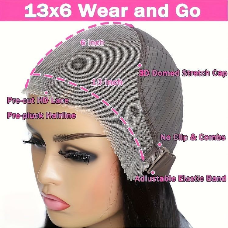 200 Density 13X6 Glueless Wigs Human Hair Pre Plucked Pre Cut Bye Bye Knots 13x6 HD Lace Frontal Wigs Human Hair Body Wave Lace Front Wigs Human Hair For Women 3 Seconds To Wear For Beginners - Lena & Miles Exquisite Boutique LLC.