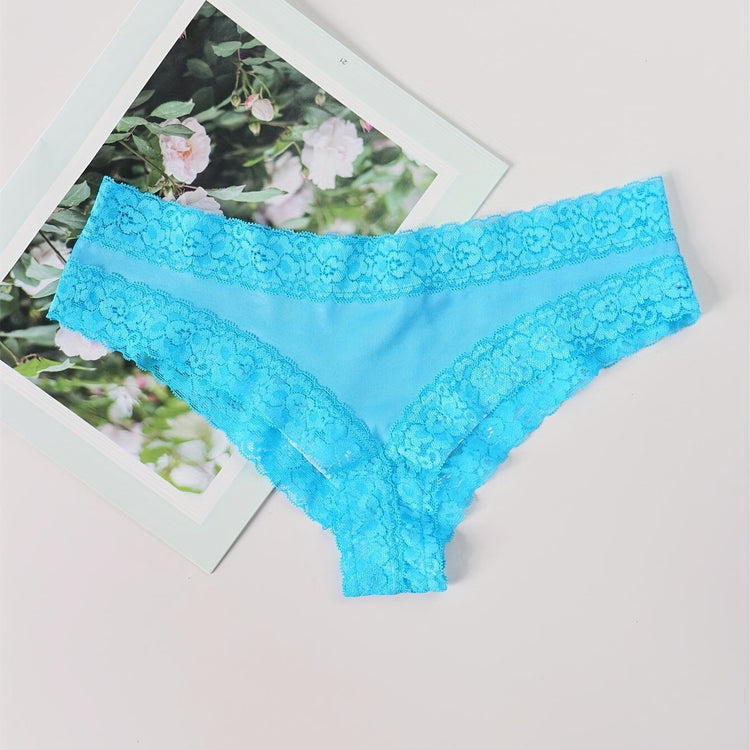 Adorable Heart Print Hipster Panties with Festive Lace Trim - Low Waist, Soft & Comfortable Intimates for Women - Perfect Kings Day Lingerie - Lena & Miles Exquisite Boutique LLC.