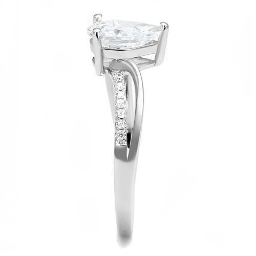 3W1389 - Rhodium 925 Sterling Silver Ring with AAA Grade CZ in Clear-3