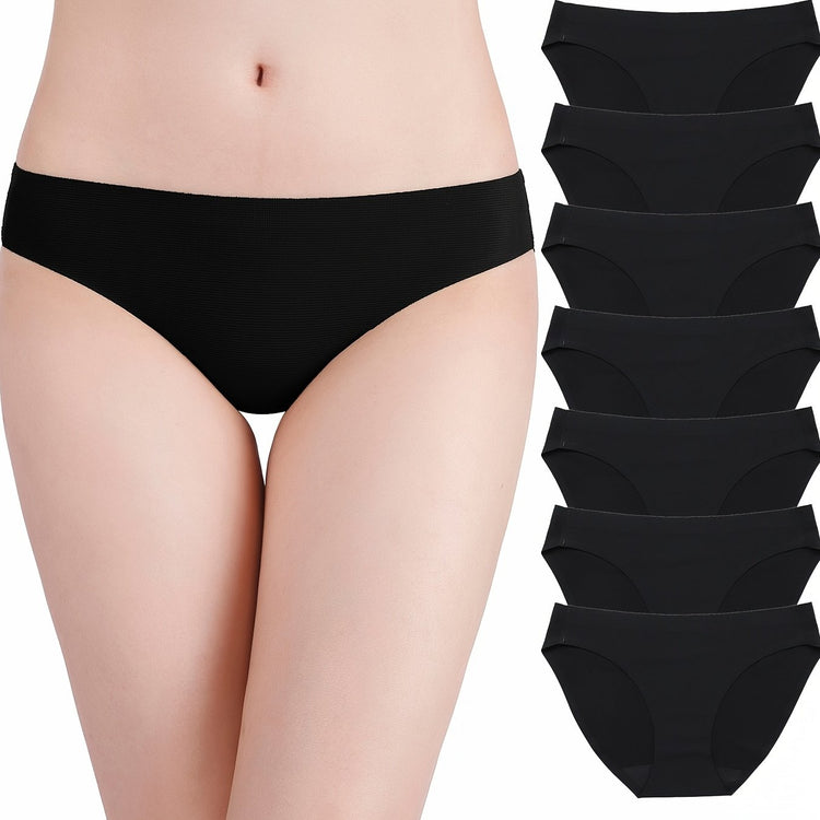 7pcs Mixed Color Bikini Panties, Breathable & Soft Elastic Panties, Women&