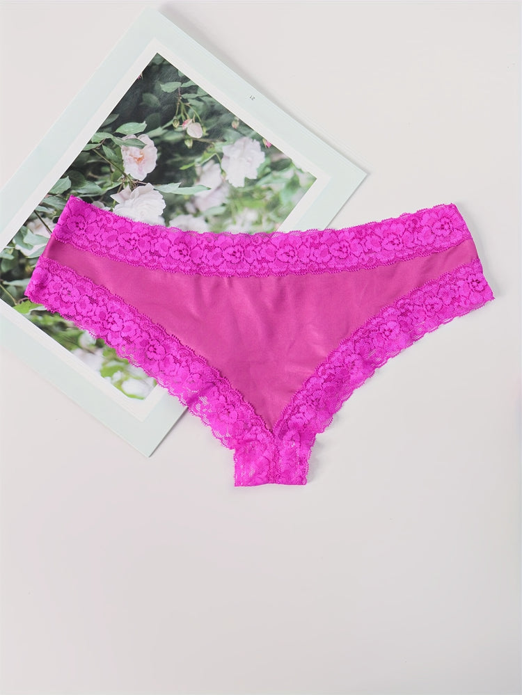 Adorable Heart Print Hipster Panties with Festive Lace Trim - Low Waist, Soft & Comfortable Intimates for Women - Perfect Kings Day Lingerie - Lena & Miles Exquisite Boutique LLC.