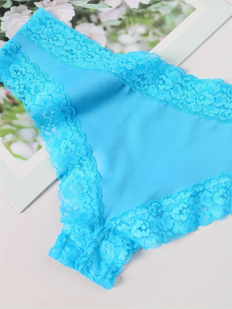 Adorable Heart Print Hipster Panties with Festive Lace Trim - Low Waist, Soft & Comfortable Intimates for Women - Perfect Kings Day Lingerie - Lena & Miles Exquisite Boutique LLC.