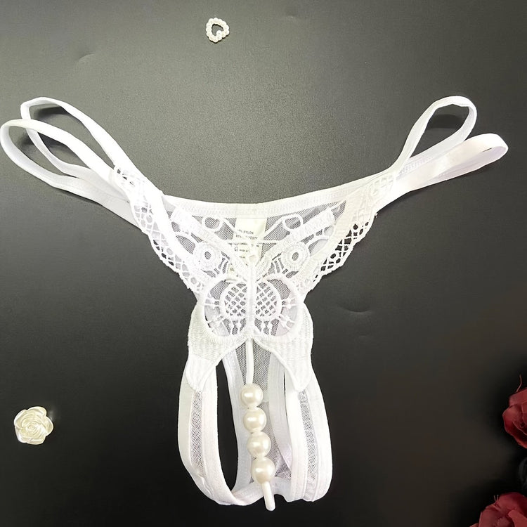 Sexy Butterfly Embroidery Thongs - Sheer Mesh Panties With Open Crotch For Women&
