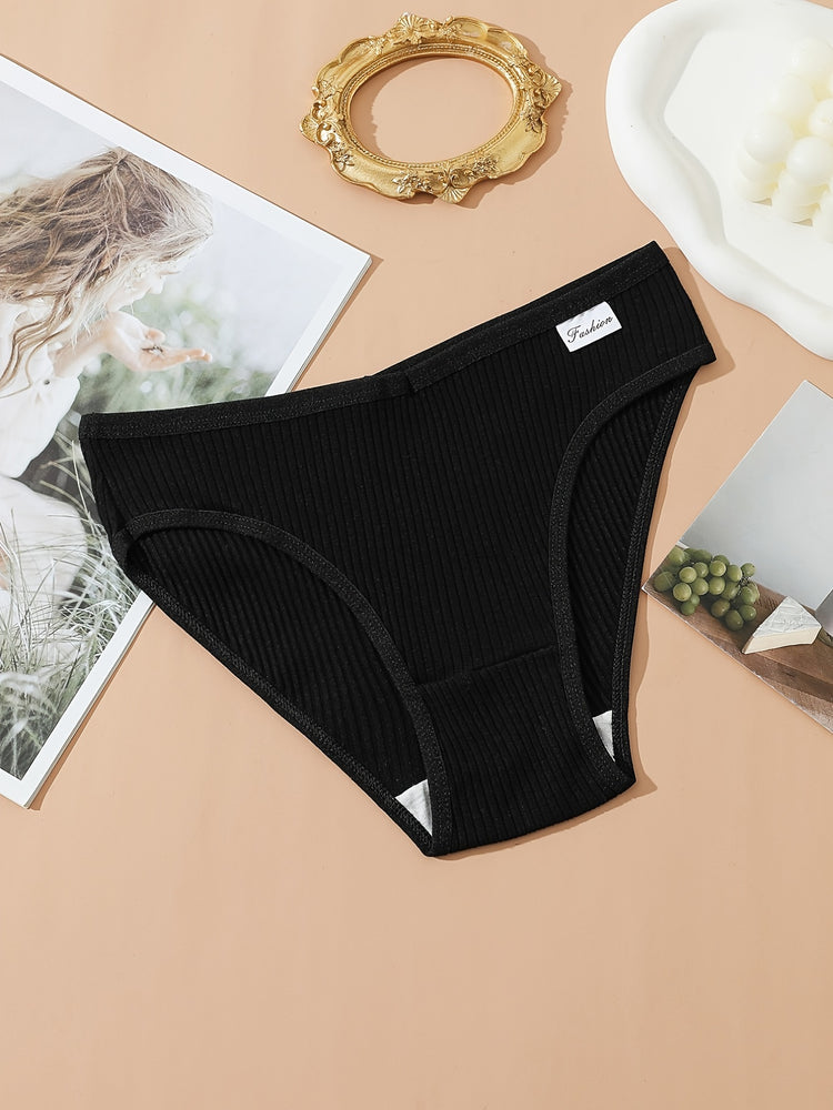 8pcs Seamless Ribbed Bikini, Comfy & Breathable Low Waist Panties, Women&