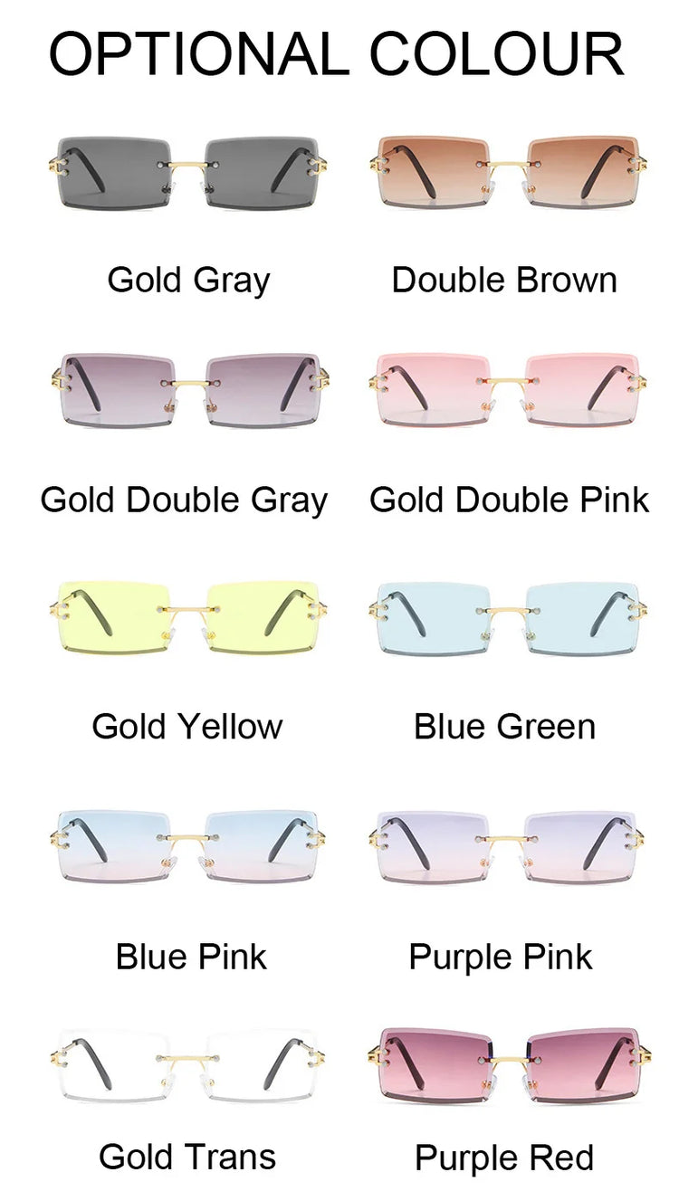 Rimless Square Sunglasses Man Brand Designer - Lena & Miles Exquisite Boutique LLC.