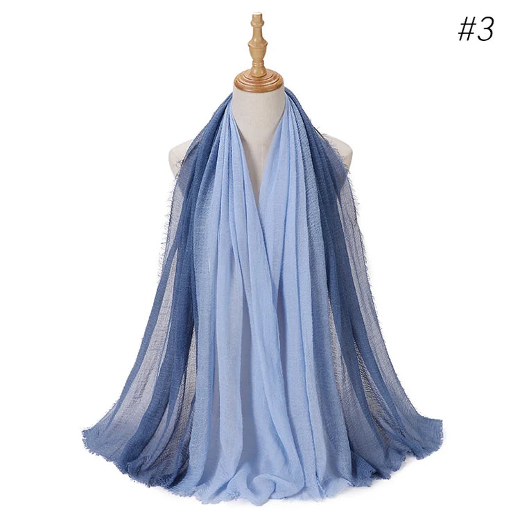 Two Color Crinkle Gradient Color Hijab Tie-Dye - Lena & Miles Exquisite Boutique LLC.