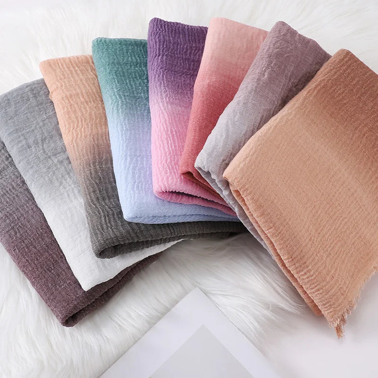 Two Color Crinkle Gradient Color Hijab Tie - Lena & Miles Exquisite Boutique LLC.