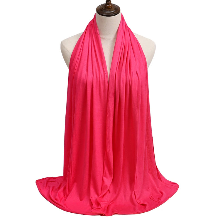2023 New Modal Cotton Jersey Hijab Scarf Long Muslim Shawl Plain Soft Turban Tie Head Wraps For Women Africa Headband 170x60cm - Lena & Miles Exquisite Boutique LLC.