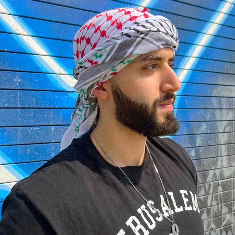 136X133CM Tactical Desert Shemagh Keffiyeh Arab Tessel Scarf Wrap Outdoor Windproof Dustproof Face Protective Scarf Men Women - Lena & Miles Exquisite Boutique LLC.