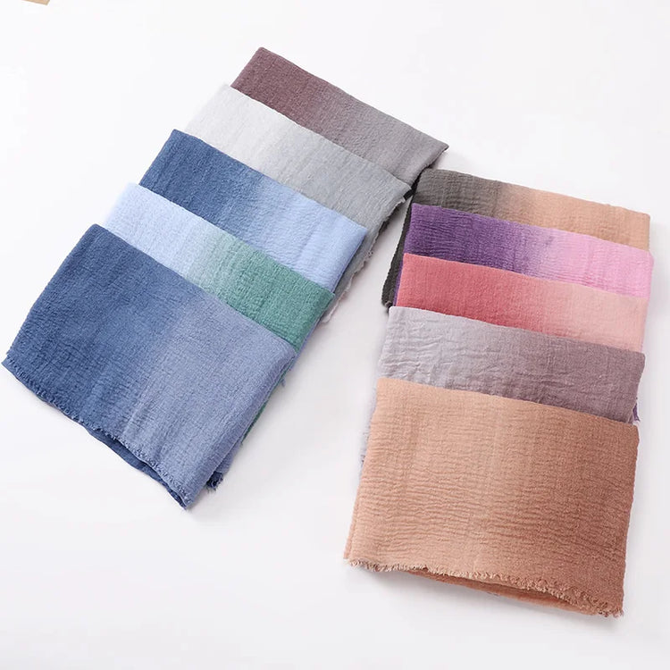 Two Color Crinkle Gradient Color Hijab Tie-Dye - Lena & Miles Exquisite Boutique LLC.