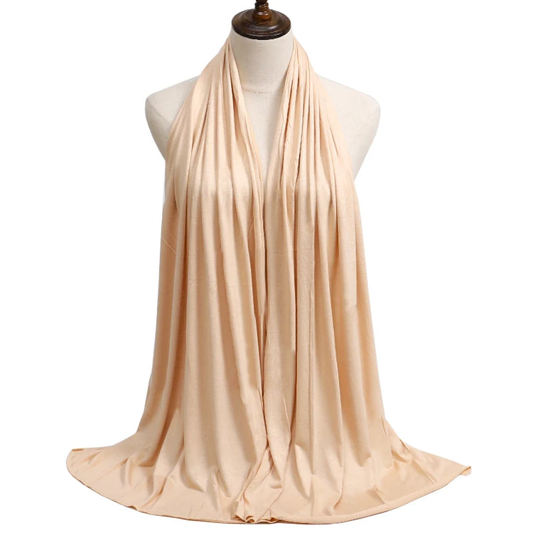 2023 New Modal Cotton Jersey Hijab Scarf Long Muslim Shawl Plain Soft Turban Tie Head Wraps For Women Africa Headband 170x60cm - Lena & Miles Exquisite Boutique LLC.