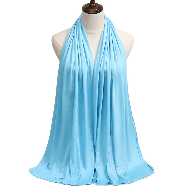 2023 New Modal Cotton Jersey Hijab Scarf Long Muslim Shawl Plain Soft Turban Tie Head Wraps For Women Africa Headband 170x60cm - Lena & Miles Exquisite Boutique LLC.