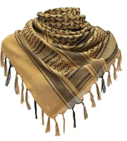 136X133CM Tactical Desert Shemagh Keffiyeh Arab Tessel Scarf Wrap Outdoor Windproof Dustproof Face Protective Scarf Men Women - Lena & Miles Exquisite Boutique LLC.