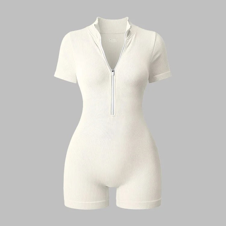 2025 Yoga Jumpsuit Summer Short Sleeve Zipper Sports Wear Gym Fitness Sports Bodysuits Women Fashion Running Yoga Fitness Suit - Lena & Miles Exquisite Boutique LLC.