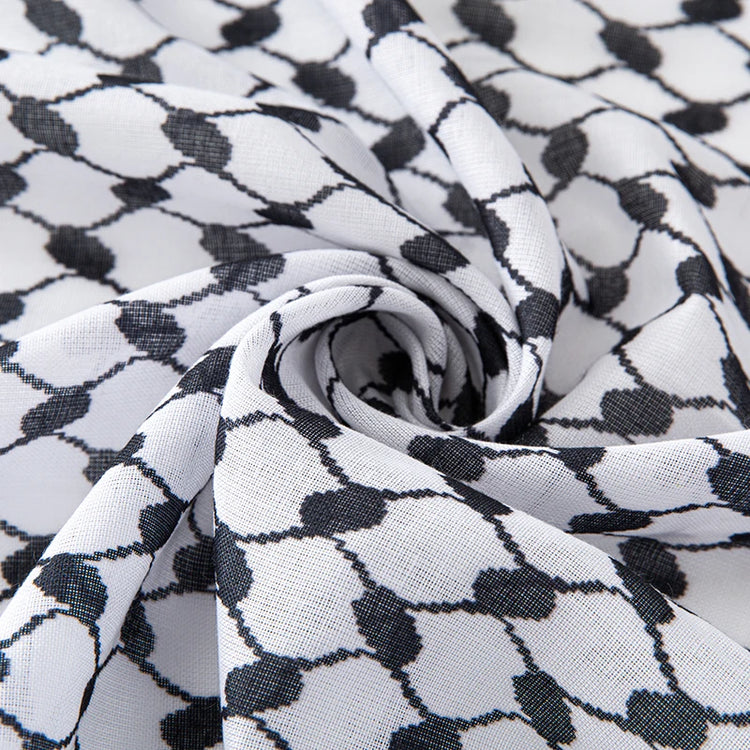 Classic Plaid Print Hijab Scarf Pompom Tassels Black and White Square Shemagh Muslim Headscarf Women Arab Keffiyeh Hijabs - Lena & Miles Exquisite Boutique LLC.