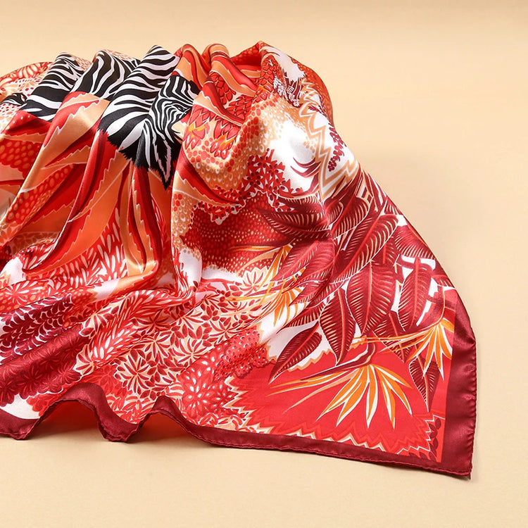 2024 Luxury Brand Bandana Silk Square Leopard Print Scarf Women Satin Shawl Hijab Female Scarves Hair Band Headkerchief - Lena & Miles Exquisite Boutique LLC.