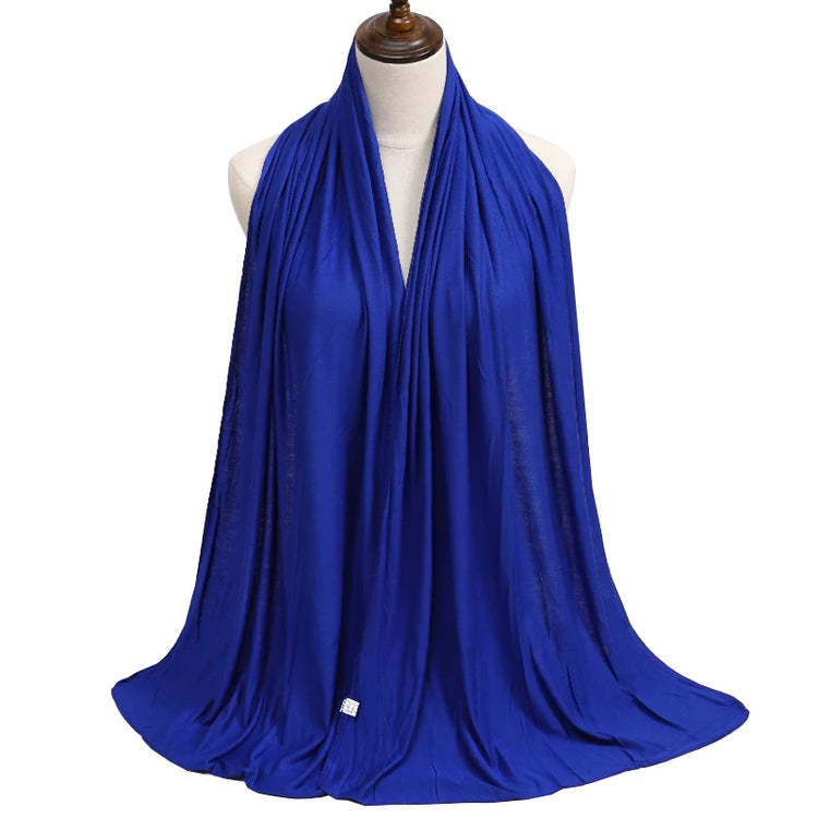 2023 New Modal Cotton Jersey Hijab Scarf Long Muslim Shawl Plain Soft Turban Tie Head Wraps For Women Africa Headband 170x60cm - Lena & Miles Exquisite Boutique LLC.