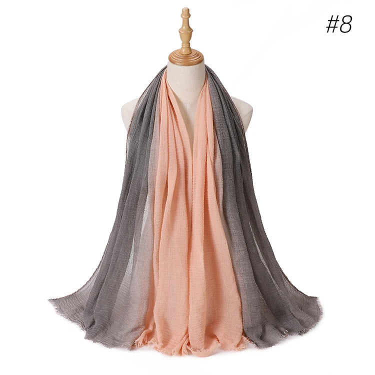 Two Color Crinkle Gradient Color Hijab Tie - Lena & Miles Exquisite Boutique LLC.