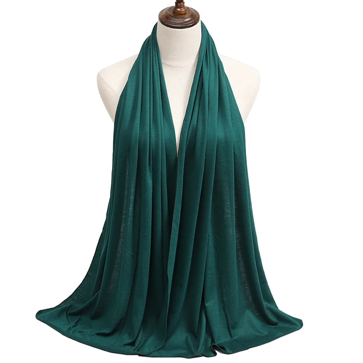 2023 New Modal Cotton Jersey Hijab Scarf Long Muslim Shawl Plain Soft Turban Tie Head Wraps For Women Africa Headband 170x60cm - Lena & Miles Exquisite Boutique LLC.