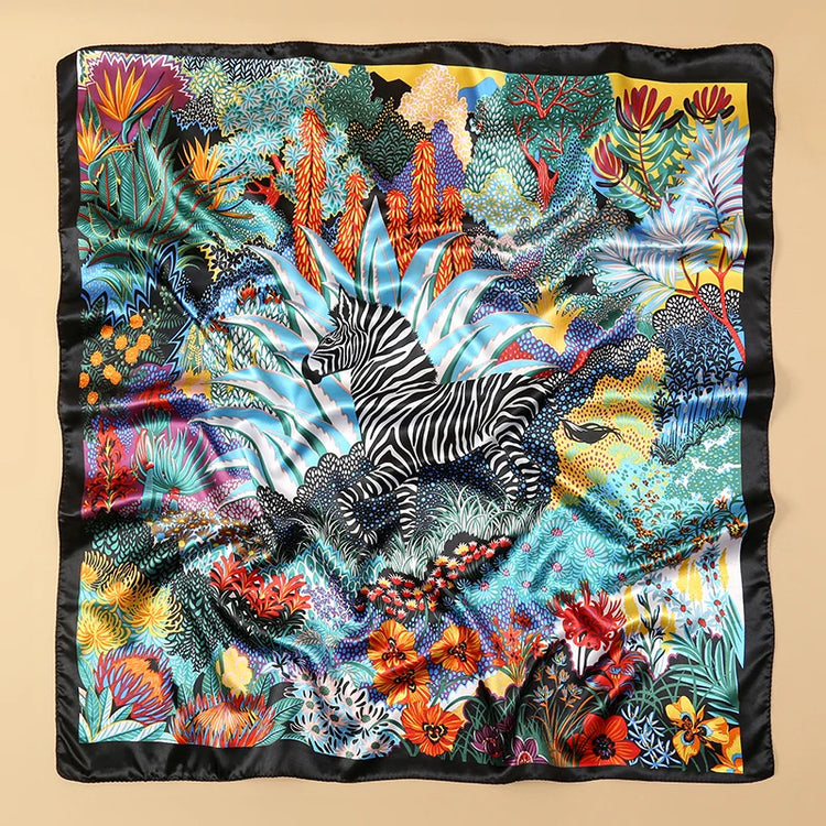 2024 Luxury Brand Bandana Silk Square Leopard Print Scarf Women Satin Shawl Hijab Female Scarves Hair Band Headkerchief - Lena & Miles Exquisite Boutique LLC.