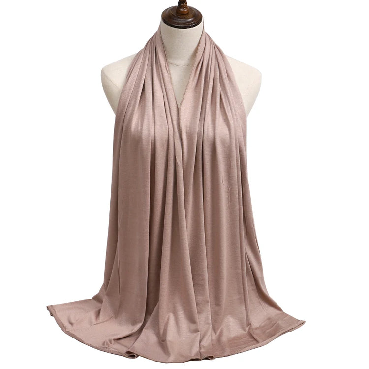 2023 New Modal Cotton Jersey Hijab Scarf Long Muslim Shawl Plain Soft Turban Tie Head Wraps For Women Africa Headband 170x60cm - Lena & Miles Exquisite Boutique LLC.