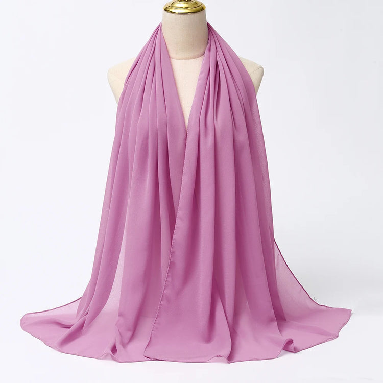 Muslim Chiffon Hijab Scarf Women Long Solid - Lena & Miles Exquisite Boutique LLC.