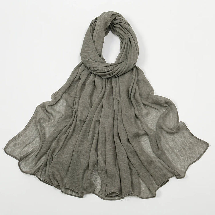 New Arrival Crinkle Rayon Hijab Women Muslim Scarf Shawls Solid Headscarf Wraps Big Size Plain Islamic Turban Headbands Foulard - Lena & Miles Exquisite Boutique LLC.