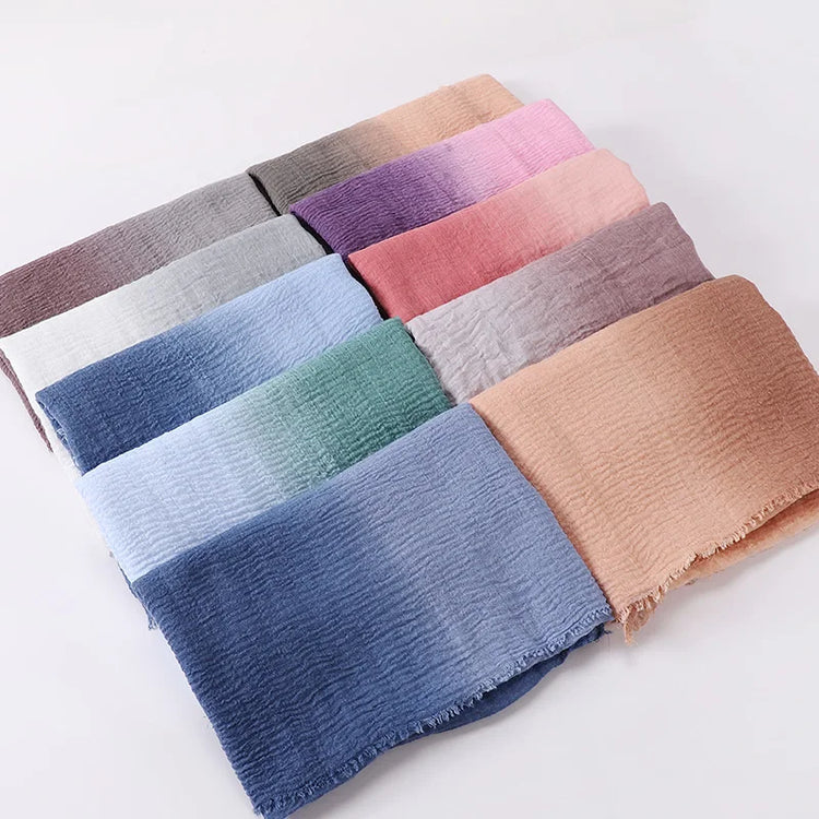 Two Color Crinkle Gradient Color Hijab Tie - Lena & Miles Exquisite Boutique LLC.