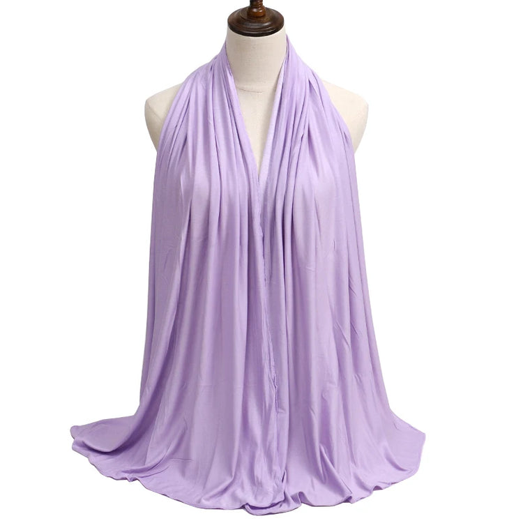 2023 New Modal Cotton Jersey Hijab Scarf Long Muslim Shawl Plain Soft Turban Tie Head Wraps For Women Africa Headband 170x60cm - Lena & Miles Exquisite Boutique LLC.