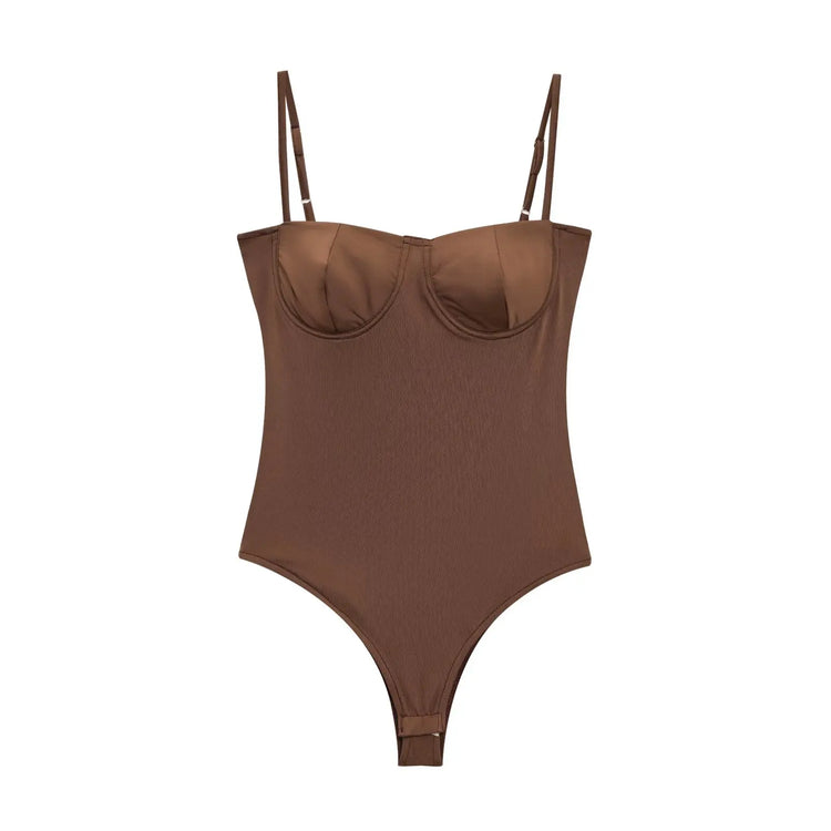 Zevity 2025 Women Sexy Spaghetti Strap Inner Style Beach Wear Bodysuits Ladies Soft Slim Swimsuit Playsuits Mujer Rompers LS9043 - Lena & Miles Exquisite Boutique LLC.