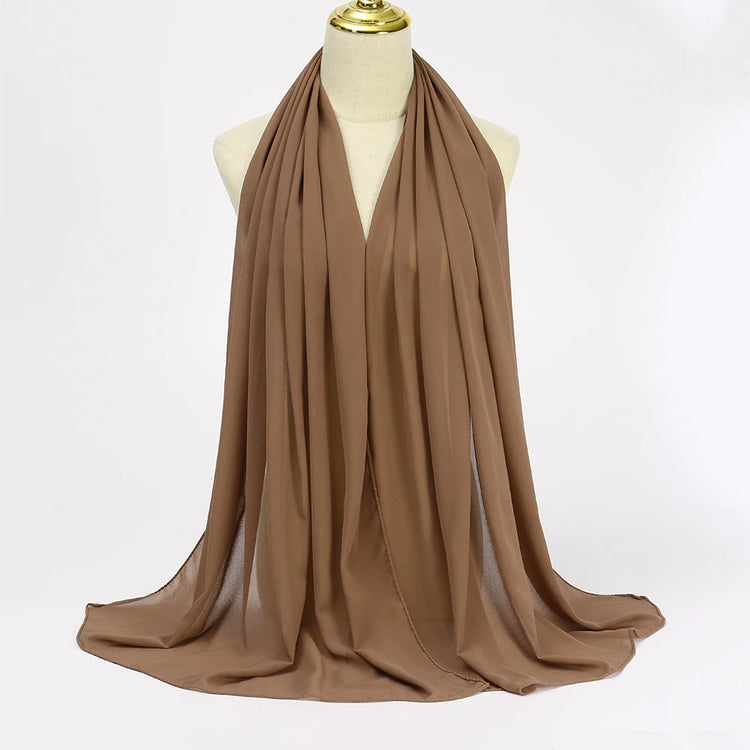 Ramadan Muslim Chiffon Hijabs For Woman Plain - Lena & Miles Exquisite Boutique LLC.