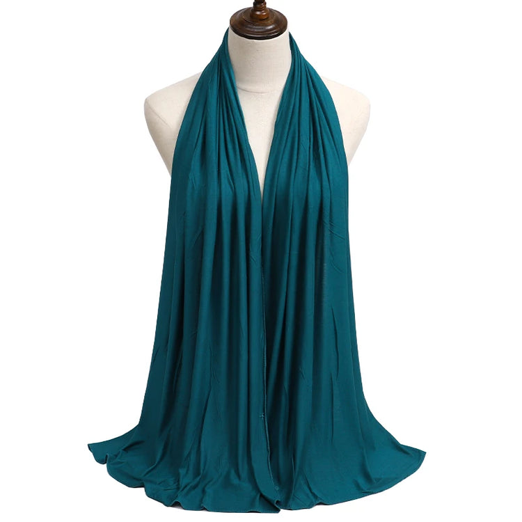 2023 New Modal Cotton Jersey Hijab Scarf Long Muslim Shawl Plain Soft Turban Tie Head Wraps For Women Africa Headband 170x60cm - Lena & Miles Exquisite Boutique LLC.