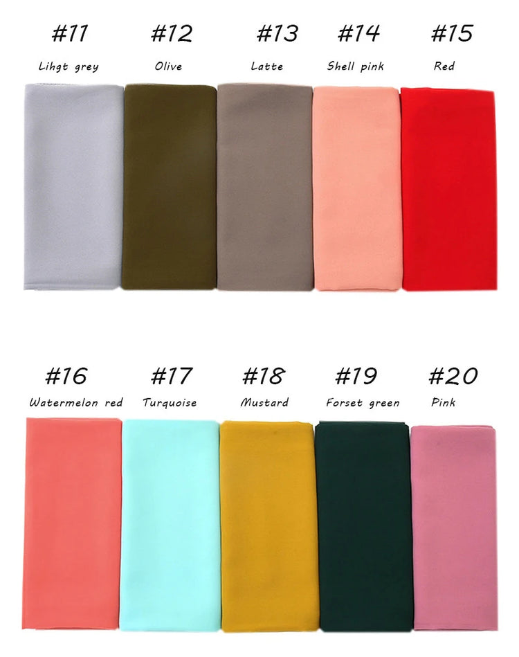 Ramadan Muslim Chiffon Hijabs For Woman Plain - Lena & Miles Exquisite Boutique LLC.
