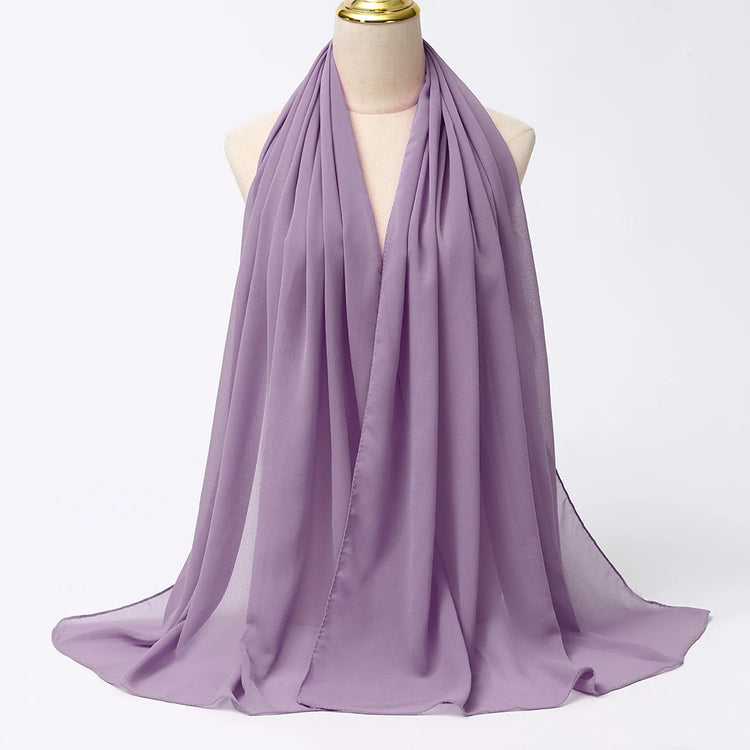 Ramadan Muslim Chiffon Hijabs For Woman Plain - Lena & Miles Exquisite Boutique LLC.