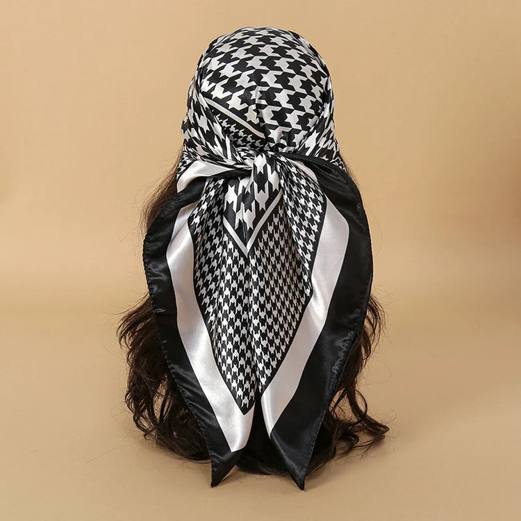 2024 Luxury Brand Bandana Silk Square Leopard Print Scarf Women Satin Shawl Hijab Female Scarves Hair Band Headkerchief - Lena & Miles Exquisite Boutique LLC.
