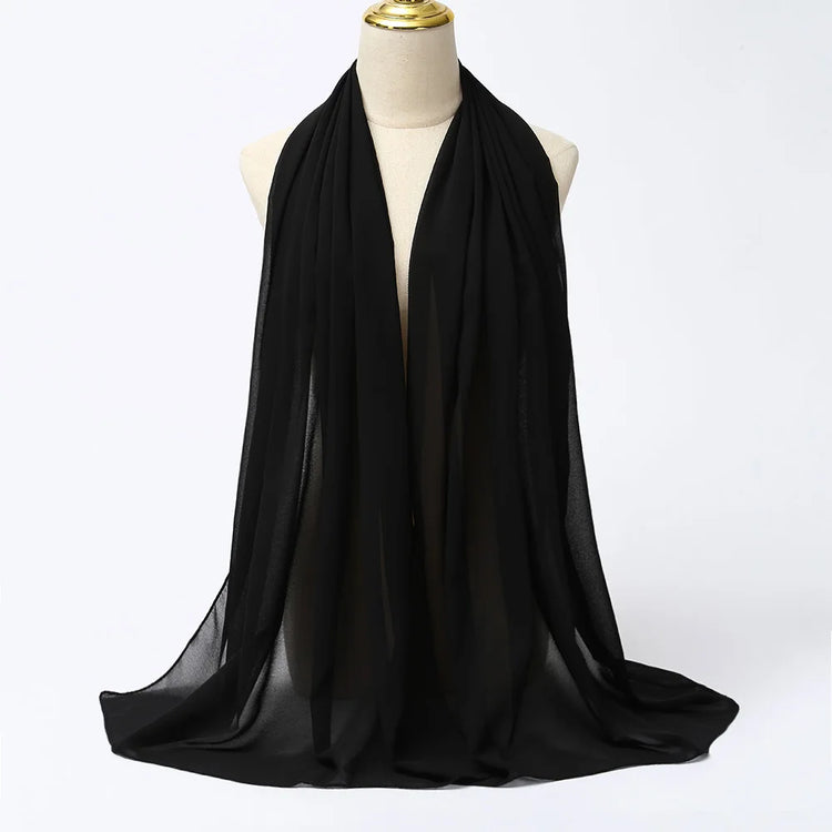 Muslim Chiffon Hijab Scarf Women Long Solid Color Head Wrap For Women Hijabs Scarves Ladies Muslim Veil Jersey Hijabs - Lena & Miles Exquisite Boutique LLC.
