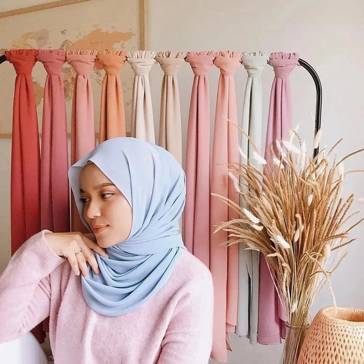 Muslim Chiffon Hijab Scarf Women Long Solid Color Head Wrap For Women Hijabs Scarves Ladies Muslim Veil Jersey Hijabs - Lena & Miles Exquisite Boutique LLC.