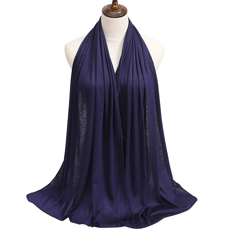 2023 New Modal Cotton Jersey Hijab Scarf Long Muslim Shawl Plain Soft Turban Tie Head Wraps For Women Africa Headband 170x60cm - Lena & Miles Exquisite Boutique LLC.