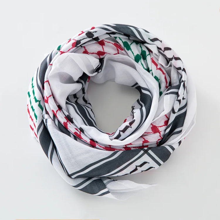 136X133CM Tactical Desert Shemagh Keffiyeh Arab Tessel Scarf Wrap Outdoor Windproof Dustproof Face Protective Scarf Men Women - Lena & Miles Exquisite Boutique LLC.