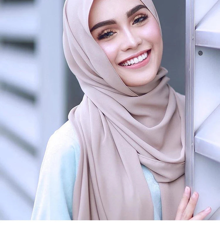 Ramadan Muslim Chiffon Hijabs For Woman Plain - Lena & Miles Exquisite Boutique LLC.