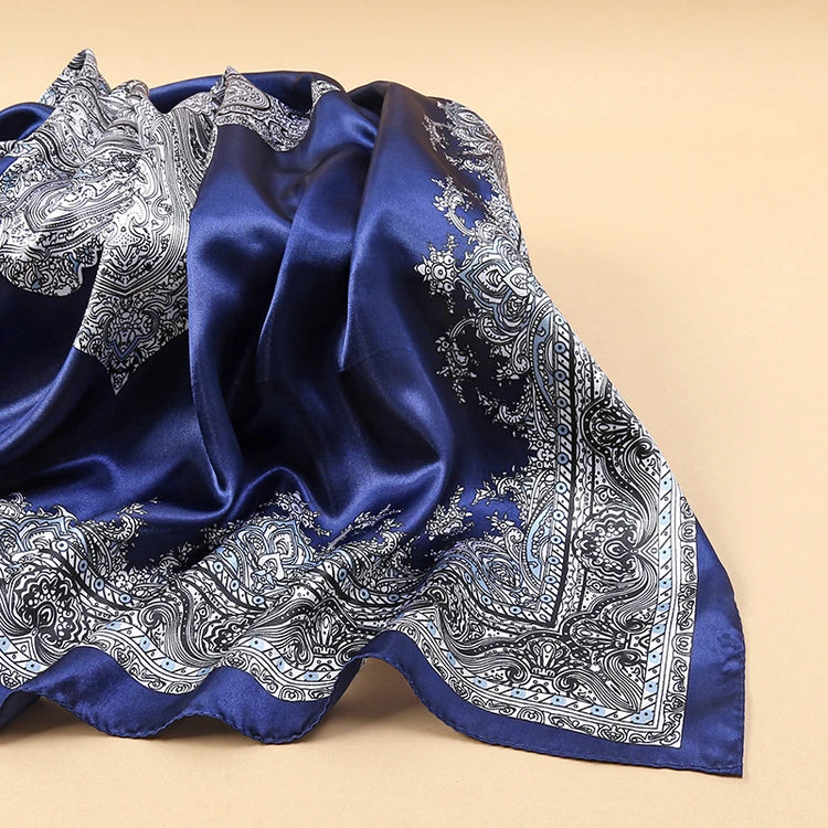 2024 Luxury Brand Bandana Silk Square Leopard Print Scarf Women Satin Shawl Hijab Female Scarves Hair Band Headkerchief - Lena & Miles Exquisite Boutique LLC.