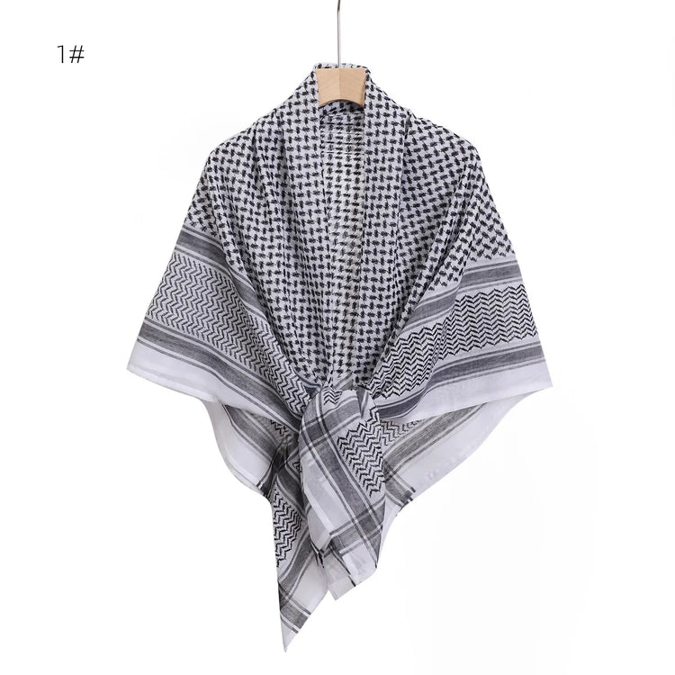 New Arab Shemagh Muslim Keffiyeh Head Wrap Tactical Desert Head Neck Scarf Military Shawl Arabic Scarf Headwear with Agal Rope - Lena & Miles Exquisite Boutique LLC.