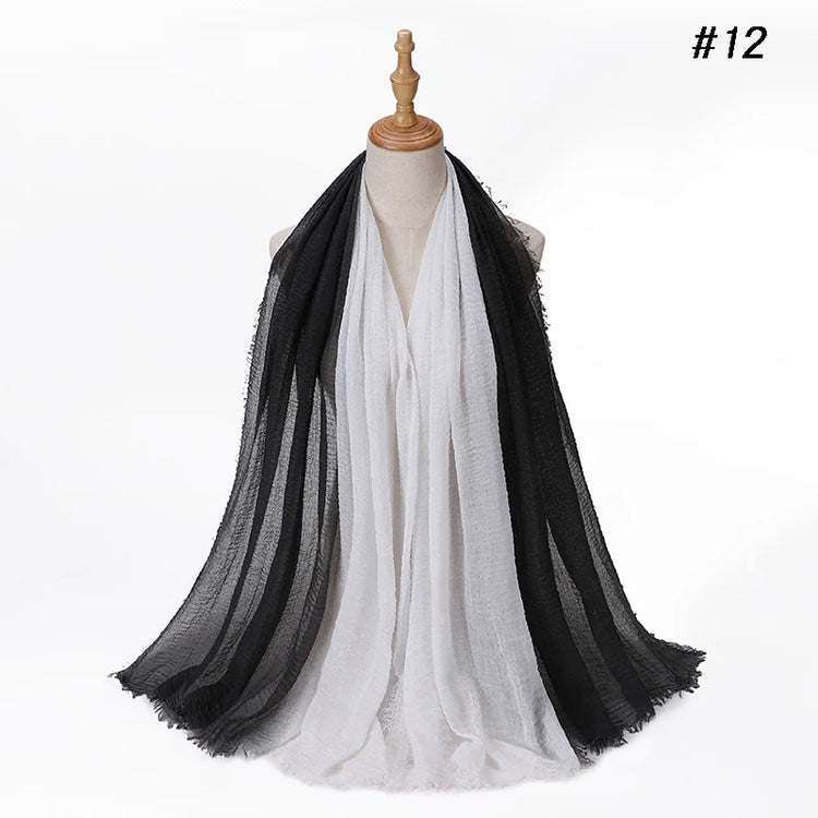 Two Color Crinkle Gradient Color Hijab Tie - Lena & Miles Exquisite Boutique LLC.
