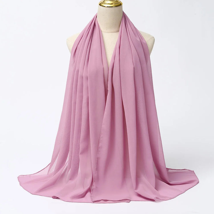 Muslim Chiffon Hijab Scarf Women Long Solid - Lena & Miles Exquisite Boutique LLC.