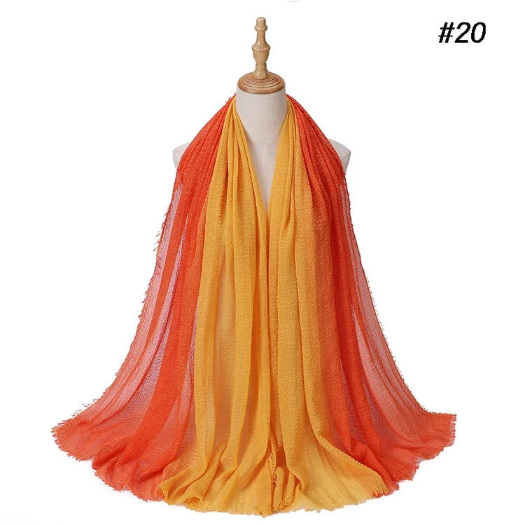 Two Color Crinkle Gradient Color Hijab Tie - Lena & Miles Exquisite Boutique LLC.