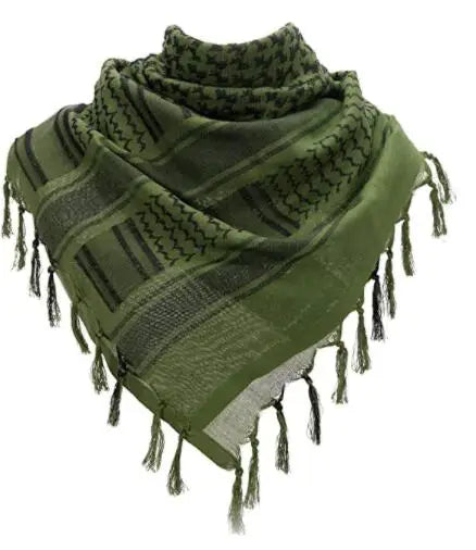 136X133CM Tactical Desert Shemagh Keffiyeh Arab Tessel Scarf Wrap Outdoor Windproof Dustproof Face Protective Scarf Men Women - Lena & Miles Exquisite Boutique LLC.