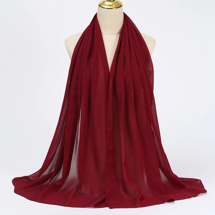 Muslim Chiffon Hijab Scarf Women Long Solid Color Head Wrap For Women Hijabs Scarves Ladies Muslim Veil Jersey Hijabs - Lena & Miles Exquisite Boutique LLC.