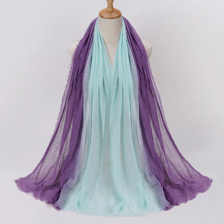 Two Color Crinkle Gradient Color Hijab Tie - Lena & Miles Exquisite Boutique LLC.