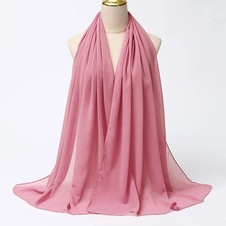 Ramadan Muslim Chiffon Hijabs For Woman Plain - Lena & Miles Exquisite Boutique LLC.