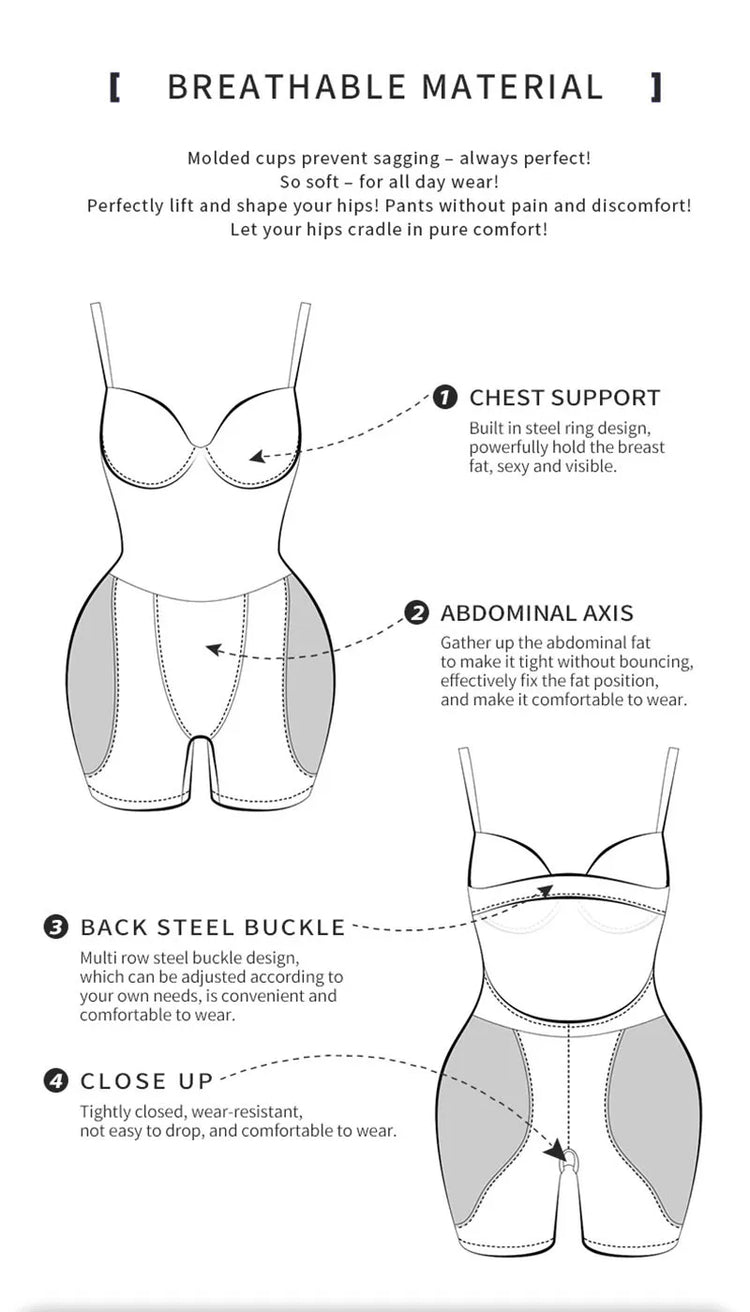 AfruliA Bodysuit Shapewear Padded Hip Enhancer Bra Cushion Butt Lifter Sexy Back Body Shaper Jumpsuits Fajas Colombianas Girdles - Lena & Miles Exquisite Boutique LLC.